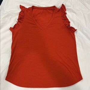 Women's Ruffled Sleeveless Top - Orange/Rust